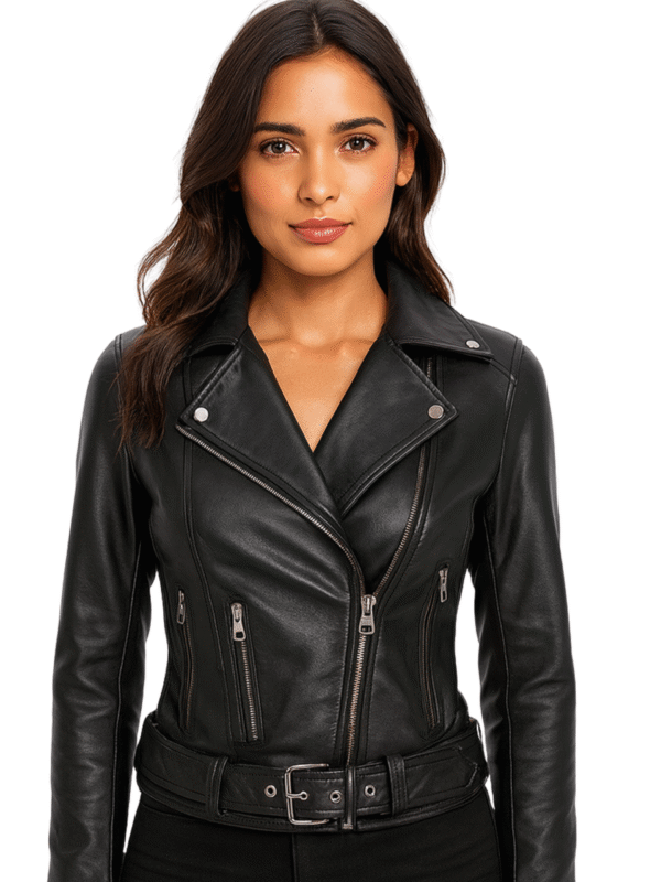 Black Asymmetrical Leather Moto Jacket