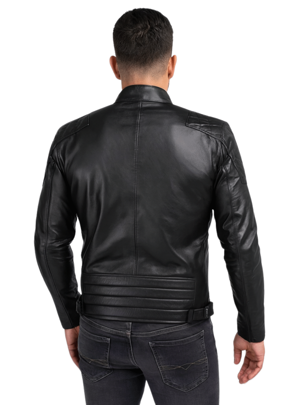 Black Cafe Racer Leather Jacket for Men