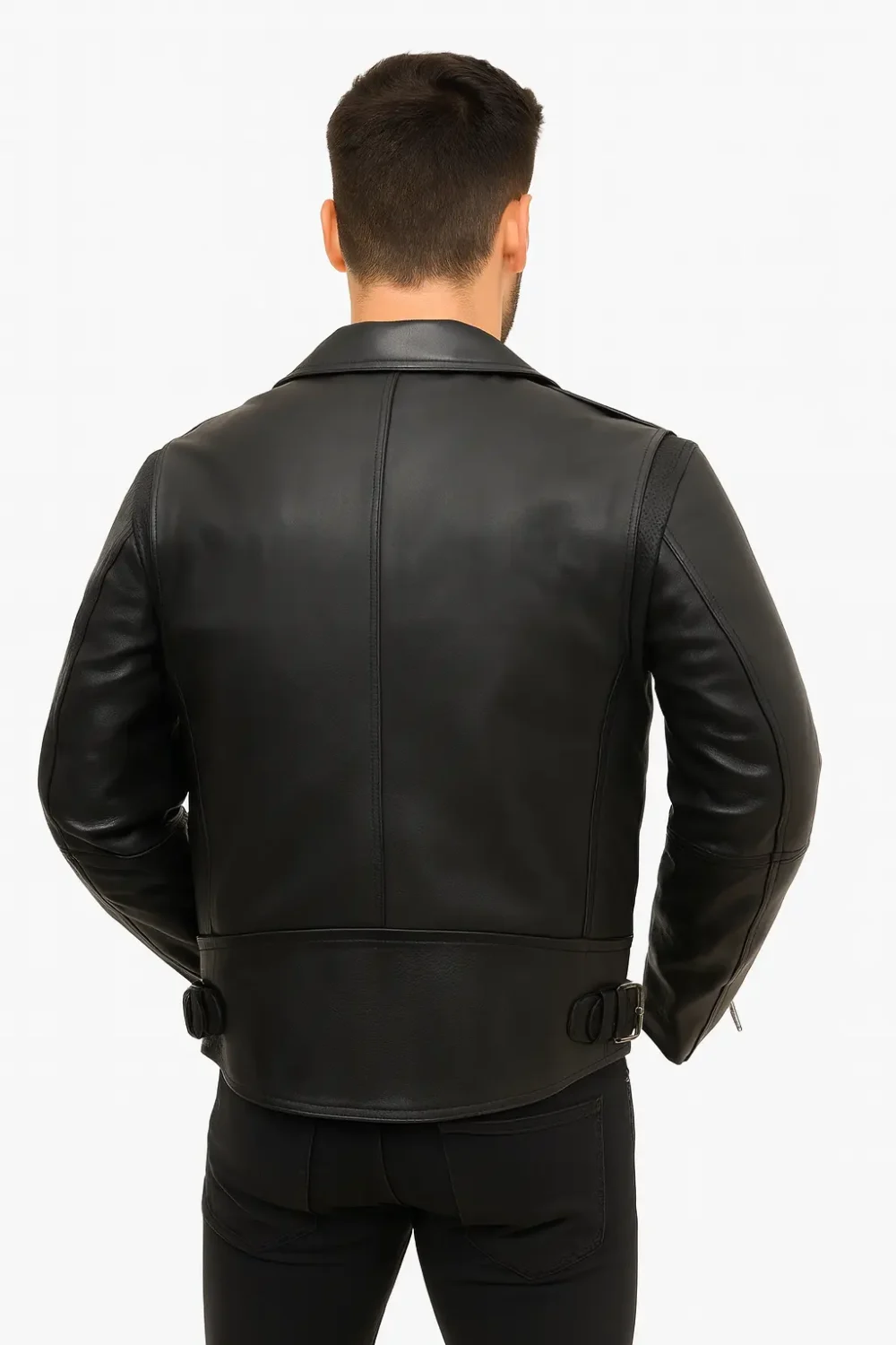 Black Rider Leather Jacket with Secure Zipper Pocket for mens