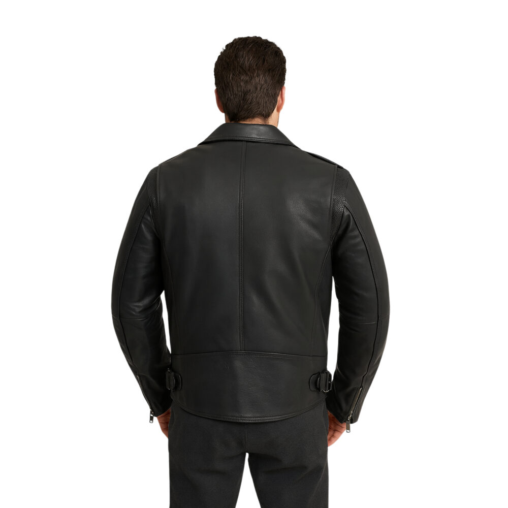 Men's Classic Black Rider Leather Jacket - Image 2