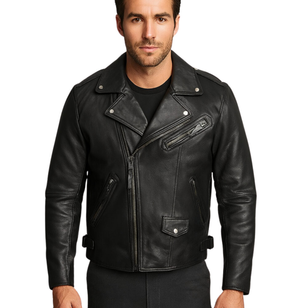 Mens Classic Black Rider Leather Jacket