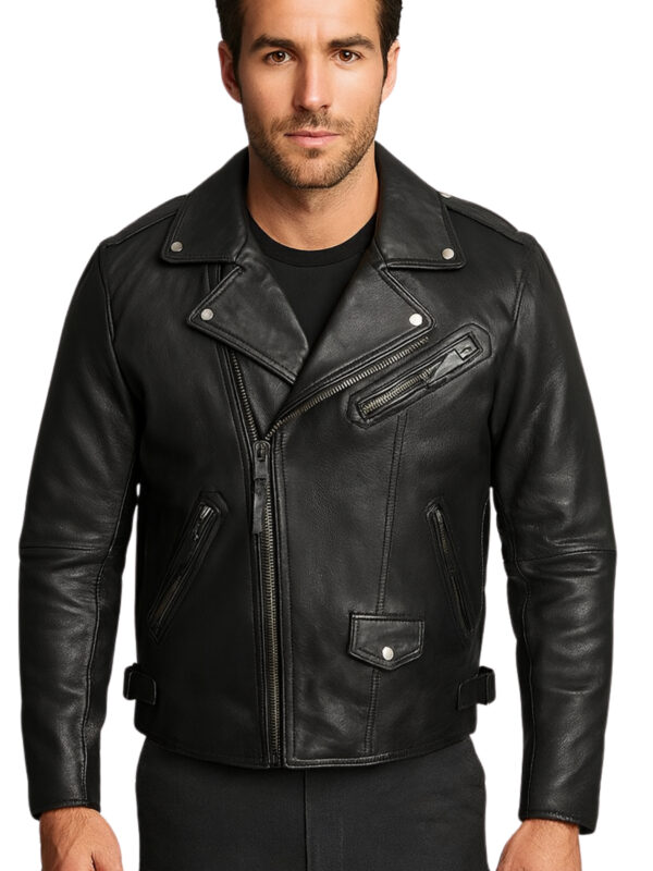 Mens Classic Black Rider Leather Jacket