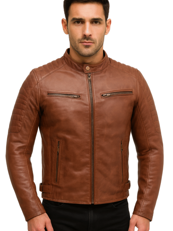 Mens Stylish Brown Biker Leather Jacket