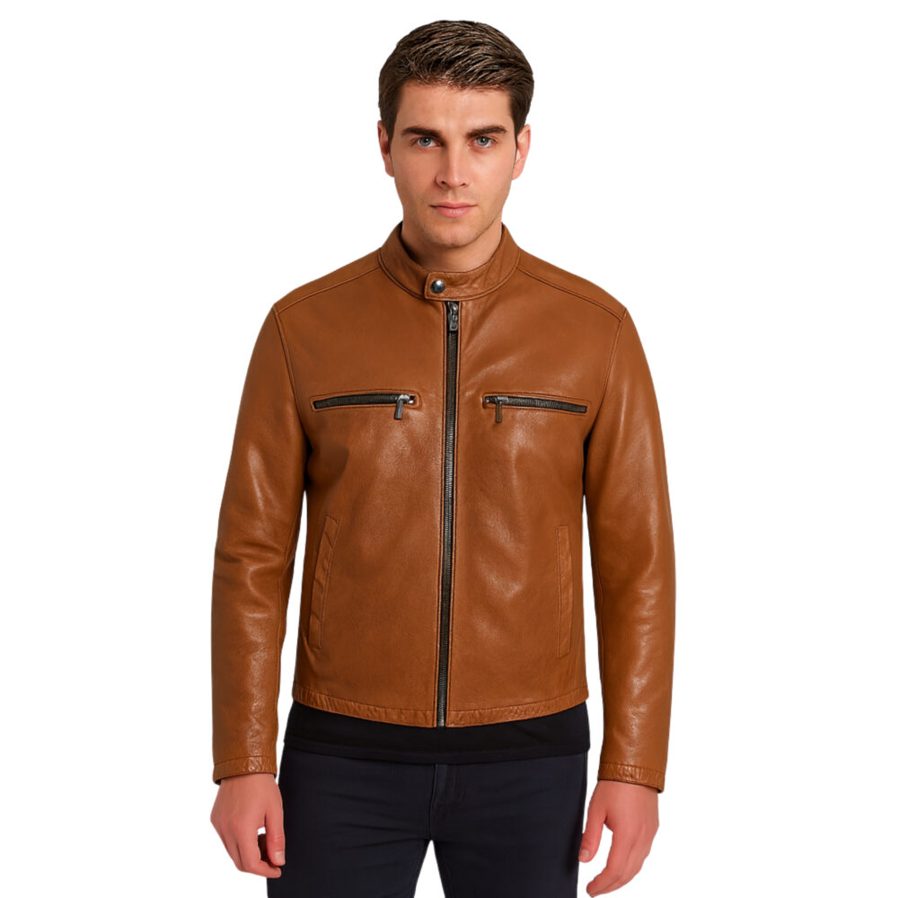 Mens Vintage Brown Biker Leather Jacket