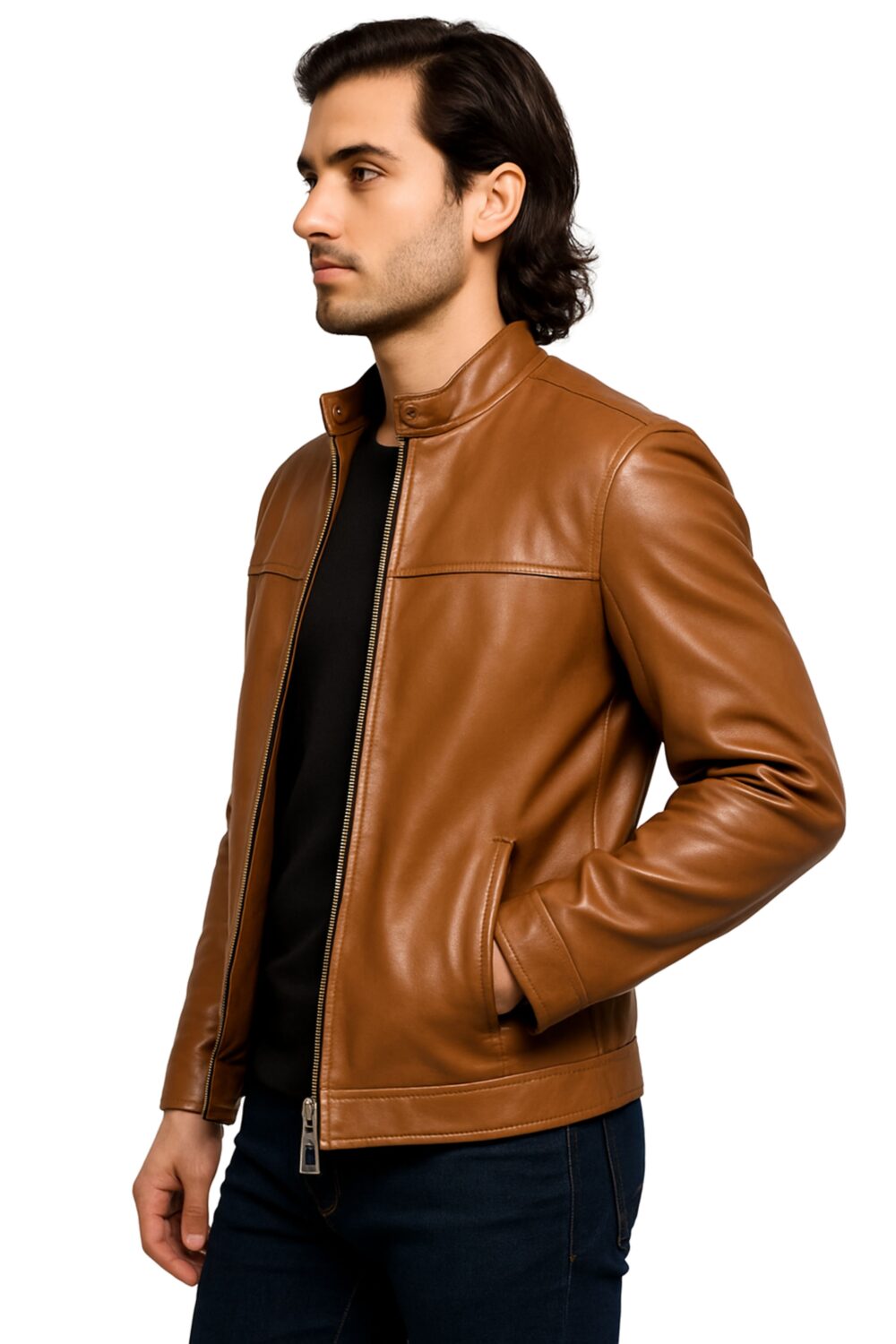Modern Brown Leather Jacket for Mens