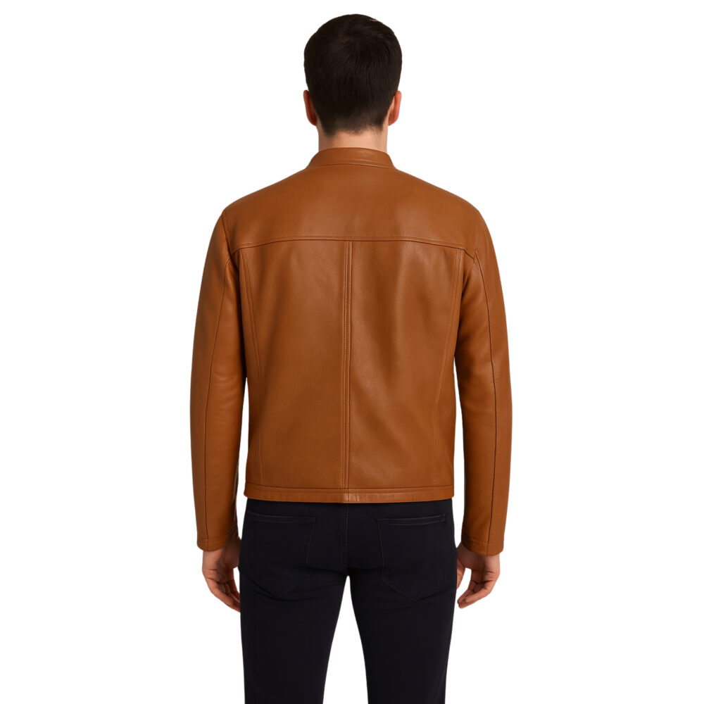 Vintage Brown Biker Leather Jacket For Mens