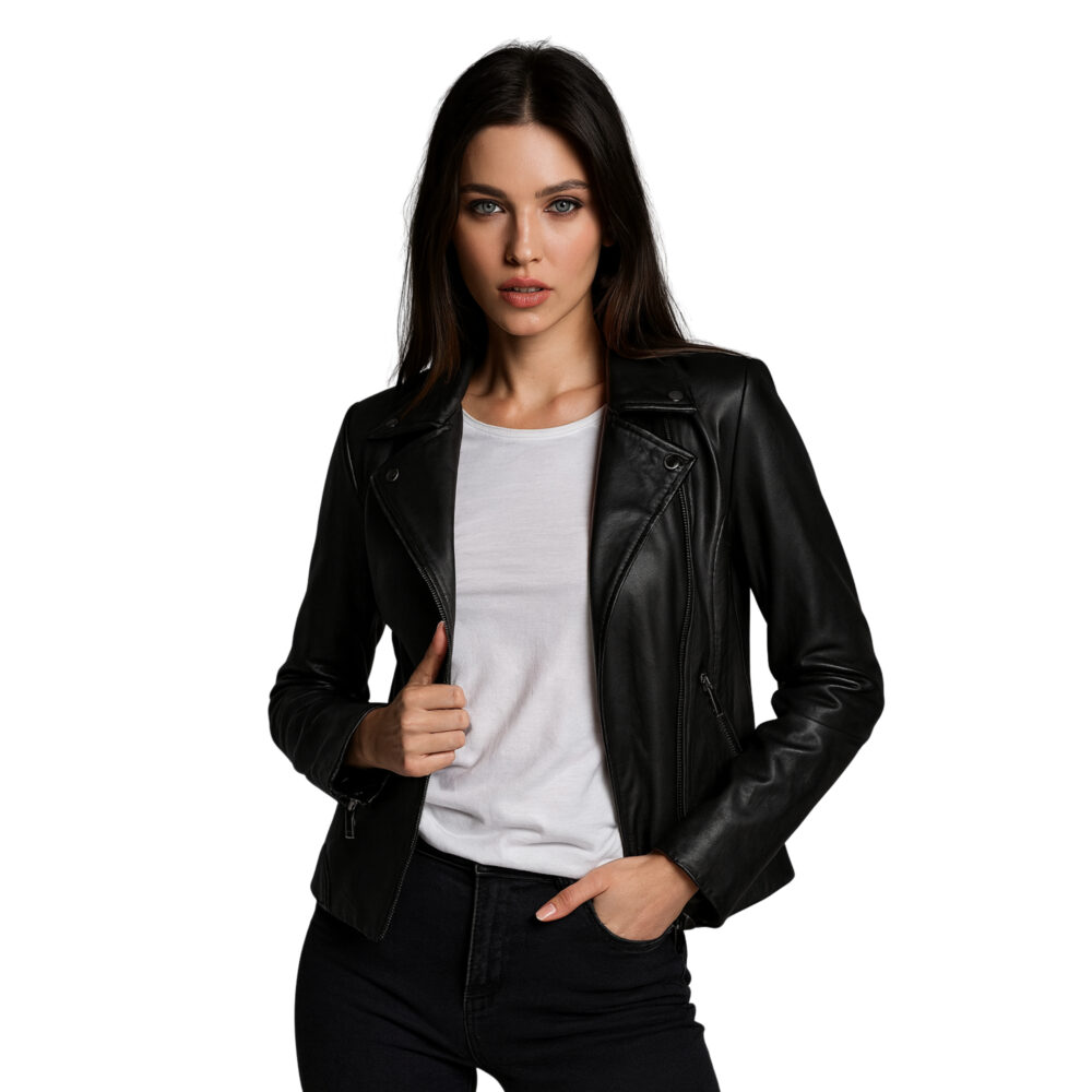 Womens Black Moto Leather Jacket