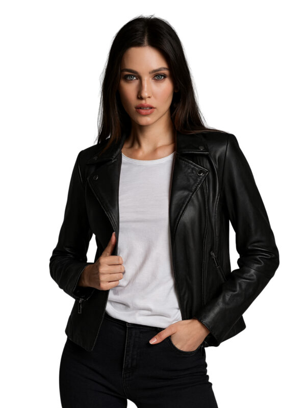 Womens Black Moto Leather Jacket